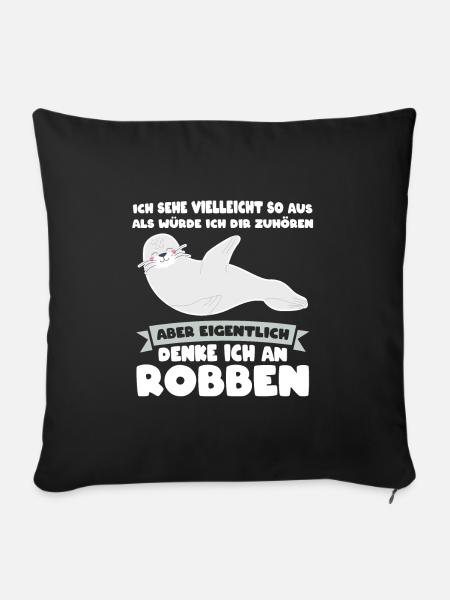 Robbe Seelöwe Seerobben Geschenk - Sofakissenbezug 45 x 45 cm - Schwarz