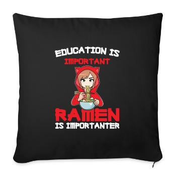 Ramen Ramen Cadeau japonais - Housse de coussin décorative 45 x 45 cm - noir - Devant