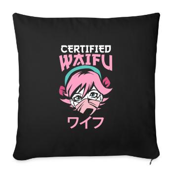 Anime Waifu Cadeau Anime - Housse de coussin décorative 45 x 45 cm - noir - Devant