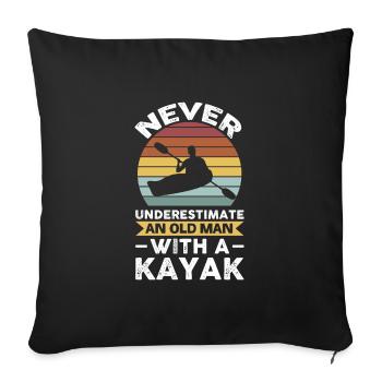 Kayaking Old Man Kayak Old Man Gift - Sofa pillowcase 17,3'' x 17,3'' (45 x 45 cm) - black - Front