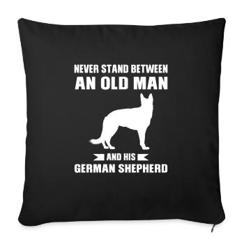 German Shepherd Old Man German - Sofa pillowcase 17,3'' x 17,3'' (45 x 45 cm) - black - Front