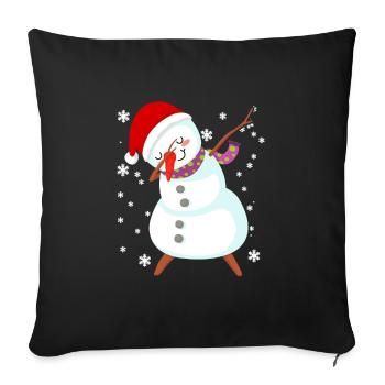 Bonhomme de neige Dabbing Cadeau de Noël - Housse de coussin décorative 45 x 45 cm - noir - Devant