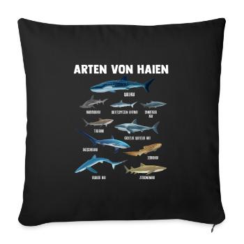 Hai Haie Haifisch Geschenk - Sofakissenbezug 45 x 45 cm - Schwarz - Vorne