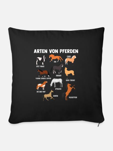 Pferd Pferde Pferderassen Geschenk - Sofakissenbezug 45 x 45 cm - Schwarz