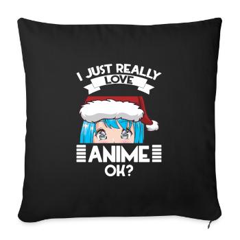 Anime Design Japanese Caricature Gift - Sofa pillowcase 17,3'' x 17,3'' (45 x 45 cm) - black - Front