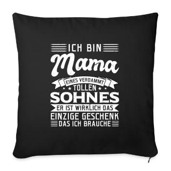 Mama Sohn Mama Geschenk - Sofakissenbezug 45 x 45 cm - Schwarz - Vorne