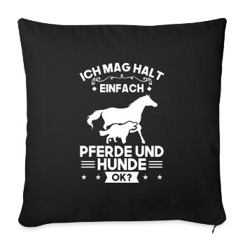 Pferd Hund Pferde Geschenk - Sofakissenbezug 45 x 45 cm - Schwarz - Vorne