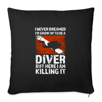 Diver Diving Gift - Sofa pillowcase 17,3'' x 17,3'' (45 x 45 cm) - black - Front