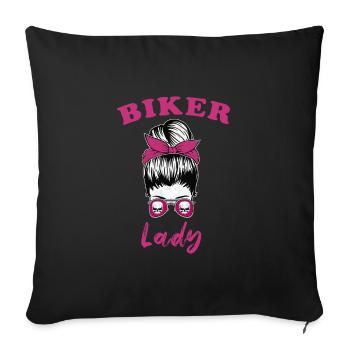 Biker Lady Motorrad Bikerin - Sofakissenbezug 45 x 45 cm - Schwarz - Vorne