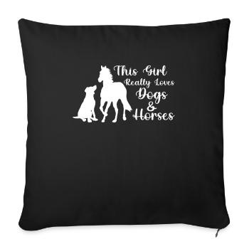 Dogs & Horses Girls Dog & Horse Girl Gift - Sofa pillowcase 17,3'' x 17,3'' (45 x 45 cm) - black - Front
