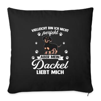 Teckel Cadeau Teckel - Housse de coussin décorative 45 x 45 cm - noir - Devant