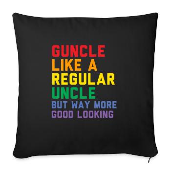 Guncle Regenbogenfahne Pride Monat Geschenk - Sofakissenbezug 45 x 45 cm - Schwarz - Vorne
