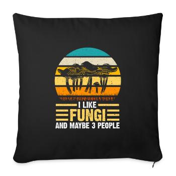 Champignons Champignons Cueillette de champignons Cadeau - Housse de coussin décorative 45 x 45 cm - noir - Devant