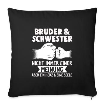 Schwester Bruder Geschenk - Sofakissenbezug 45 x 45 cm - Schwarz - Vorne