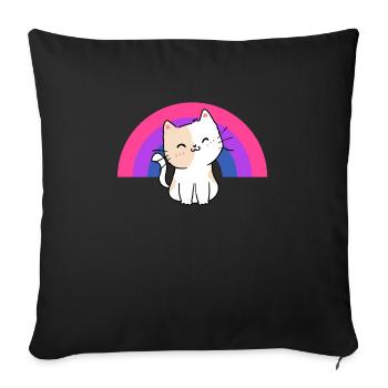 Bisexual Cat Bisexual Pride Cat Gift - Sofa pillowcase 17,3'' x 17,3'' (45 x 45 cm) - black - Front