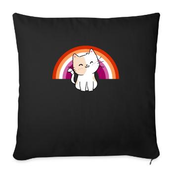 Lesbian Cat Lesbian Pride Cat Gift - Sofa pillowcase 17,3'' x 17,3'' (45 x 45 cm) - black - Front