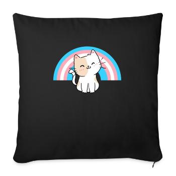 Transgender Cat Transgender Pride Cat Gift - Sofa pillowcase 17,3'' x 17,3'' (45 x 45 cm) - black - Front