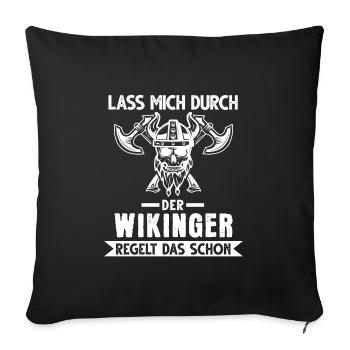 Wikinger Wikinger Krieger Geschenk - Sofakissenbezug 45 x 45 cm - Schwarz - Vorne