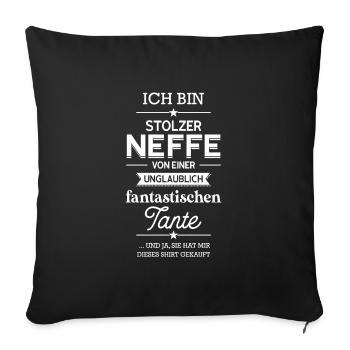Neffe Tante Neffen Geschenk - Sofakissenbezug 45 x 45 cm - Schwarz - Vorne