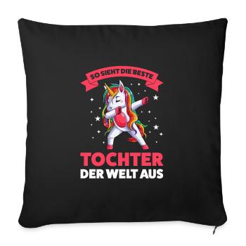 Tochter Einhorn Töchter Geschenk - Sofakissenbezug 45 x 45 cm - Schwarz - Vorne