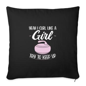 Curling Gift Ideas | Curler Winter Sports Curling - Sofa pillowcase 17,3'' x 17,3'' (45 x 45 cm) - black - Front