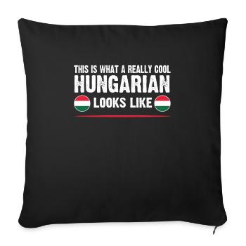 Hongrie Drapeau hongrois Racines hongroises - Housse de coussin décorative 45 x 45 cm - noir - Devant