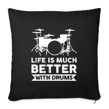 Batterie Les batteurs jouent de la batterie - Housse de coussin décorative 45 x 45 cm - noir - Devant