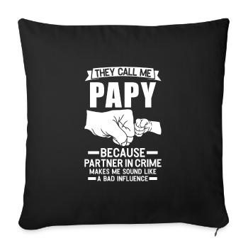 Papy Papy Family Gift - Sofa pillowcase 17,3'' x 17,3'' (45 x 45 cm) - black - Front
