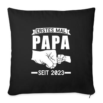 Papa 2023 Werdender Papa Geschenk - Sofakissenbezug 45 x 45 cm - Schwarz - Vorne