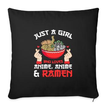 Anime Anime Merch Ramen Cadeau - Housse de coussin décorative 45 x 45 cm - noir - Devant