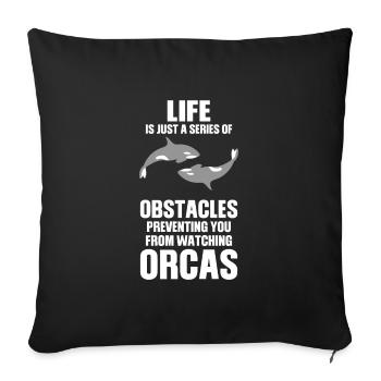 Orca Orca Tiergeschenk - Sofakissenbezug 45 x 45 cm - Schwarz - Vorne
