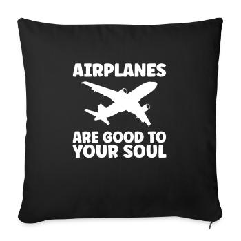 Cadeau avion avion - Housse de coussin décorative 45 x 45 cm - noir - Devant