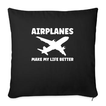 Airplane Airplane Pilot Gift - Sofa pillowcase 17,3'' x 17,3'' (45 x 45 cm) - black - Front