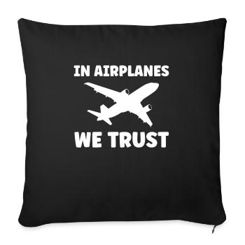 Cadeau avion avion - Housse de coussin décorative 45 x 45 cm - noir - Devant