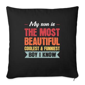 Fête des Pères Papa Fils Papa Son Cadeau - Housse de coussin décorative 45 x 45 cm - noir - Devant