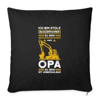 Bagger Opa Baggerfahrer Geschenk - Sofakissenbezug 45 x 45 cm - Schwarz - Vorne