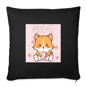 Japanese Kawaii Strawberry Milk Gift - Sofa pillowcase 17,3'' x 17,3'' (45 x 45 cm) - black - Front