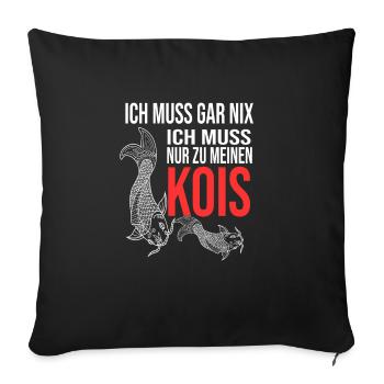 Kois Fisch Koifisch Geschenk - Sofakissenbezug 45 x 45 cm - Schwarz - Vorne