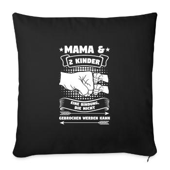 Mama 2 Kinder Mutter Geschenk - Sofakissenbezug 45 x 45 cm - Schwarz - Vorne