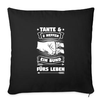 Tante 2 Neffen Neffen Geschenk - Sofakissenbezug 45 x 45 cm - Schwarz - Vorne