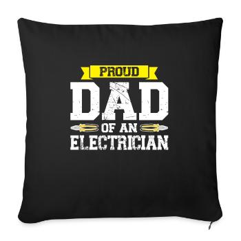 Électricien Père Électricien Père Famille Cadeau - Housse de coussin décorative 45 x 45 cm - noir - Devant