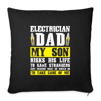 Électricien Père Fils Électricien Père Famille - Housse de coussin décorative 45 x 45 cm - noir - Devant