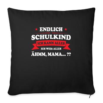 Schulkind Schule Schüler Geschenk - Sofakissenbezug 45 x 45 cm - Schwarz - Vorne