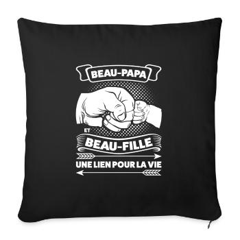 Beau-Père & Beau-Fille Beau-Père Geschenk - Sofakissenbezug 45 x 45 cm - Schwarz - Vorne