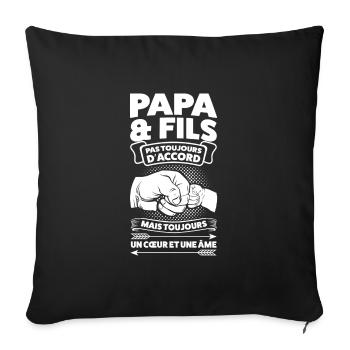 père & Fils père Fils Geschenk - Sofakissenbezug 45 x 45 cm - Schwarz - Vorne