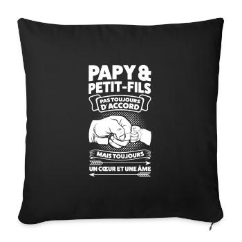 Papi & petite fils Papy Enkelkind Geschenk - Sofakissenbezug 45 x 45 cm - Schwarz - Vorne