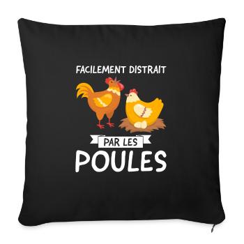 Huhn Huhn Tier Geschenk - Sofakissenbezug 45 x 45 cm - Schwarz - Vorne