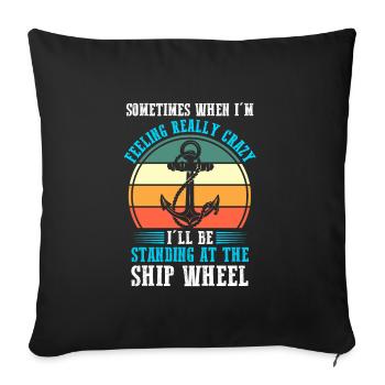 Captain Boat Captains Cadeau - Housse de coussin décorative 45 x 45 cm - noir - Devant