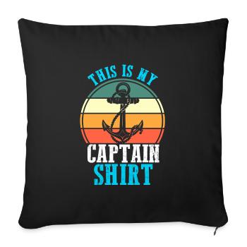 Captain Boat Captains Cadeau - Housse de coussin décorative 45 x 45 cm - noir - Devant
