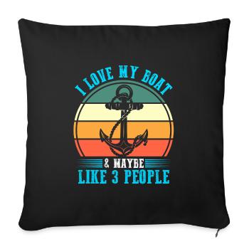 Captain Boat Captains Cadeau - Housse de coussin décorative 45 x 45 cm - noir - Devant